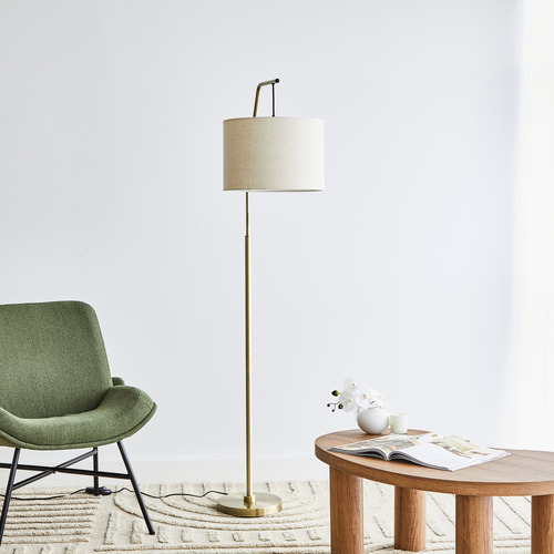 Cream shade brass floor lamp