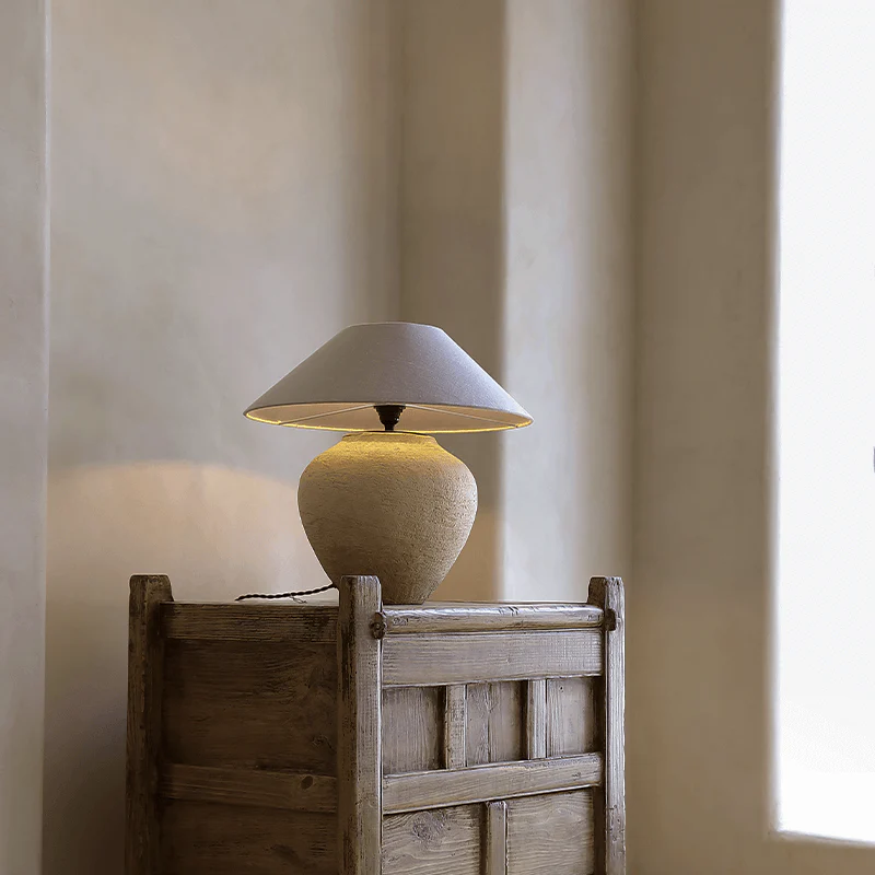 Stone base table lamp